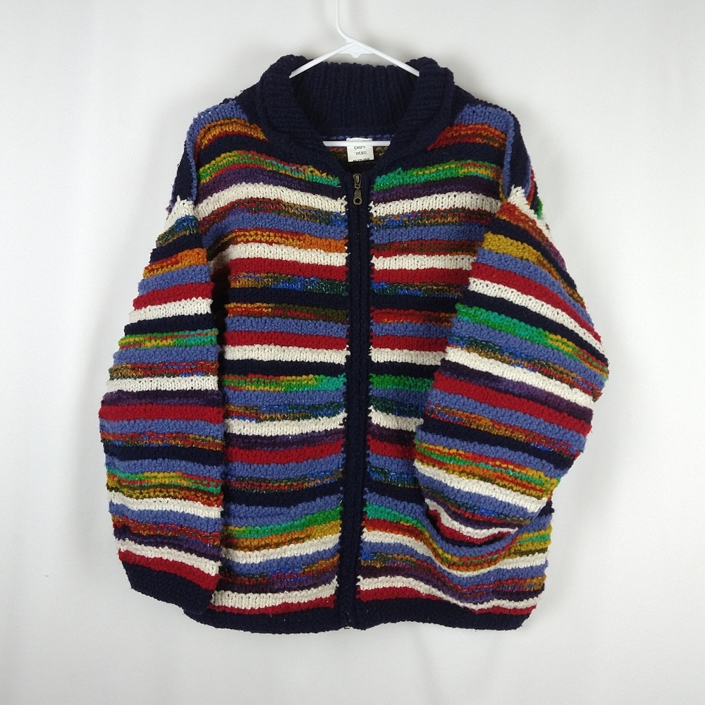 Vintage Handmade Knit Alpaca Wool Coat Jacket XL